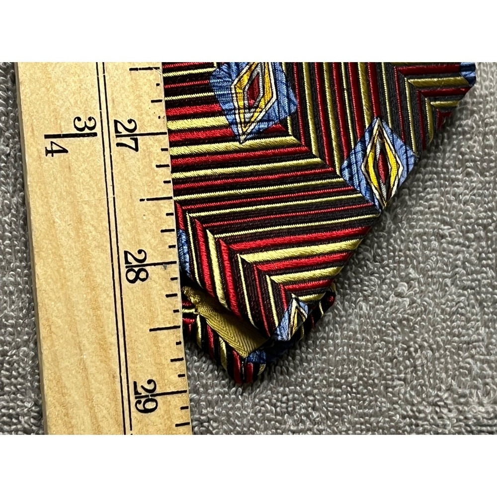 VTG Robert Talbott Silk Tie Deadstock Geometric Chevron Art Deco USA Shiny - Picture 6 of 7